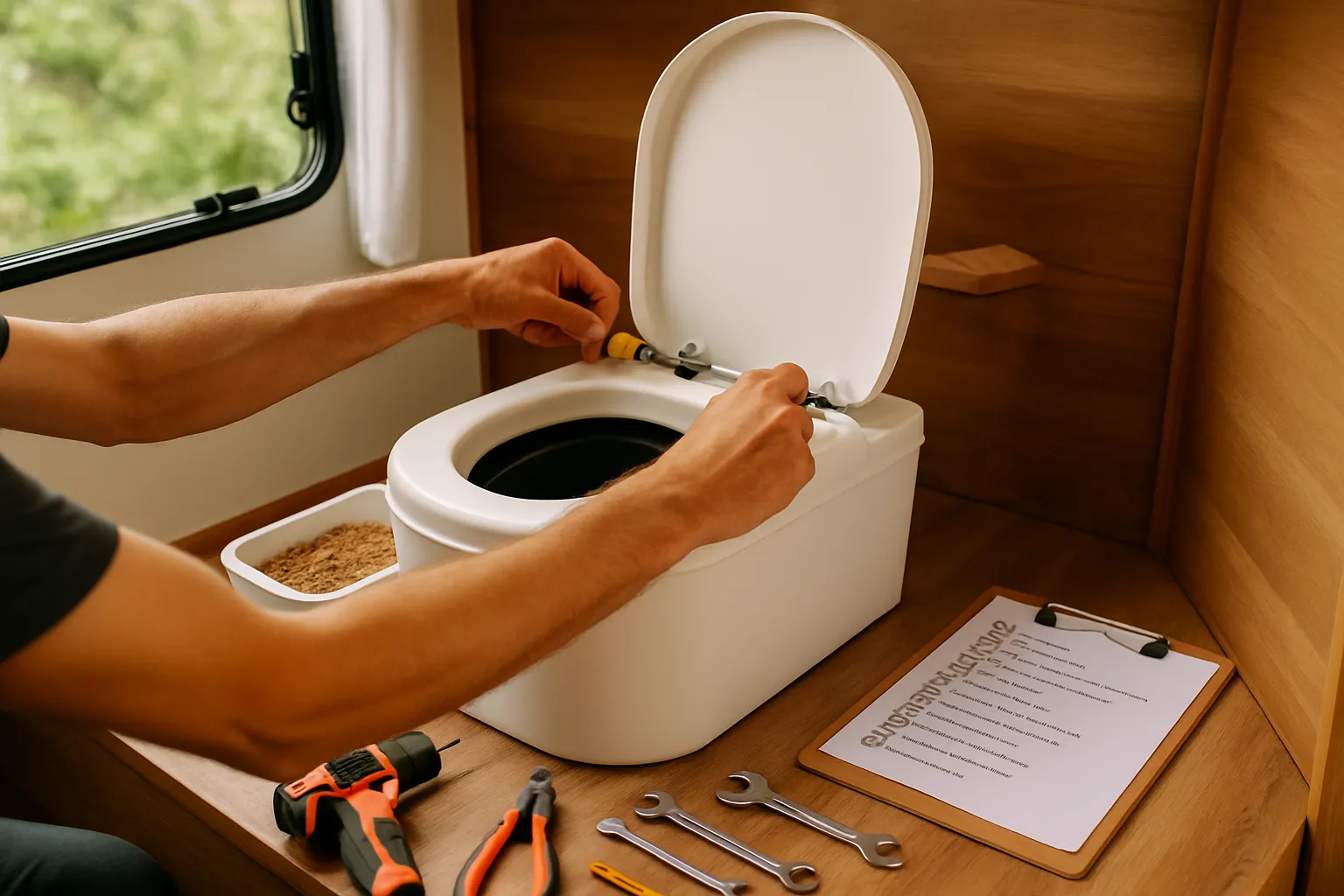 Trenntoilette wird im Wohnmobil professionell eingebaut
