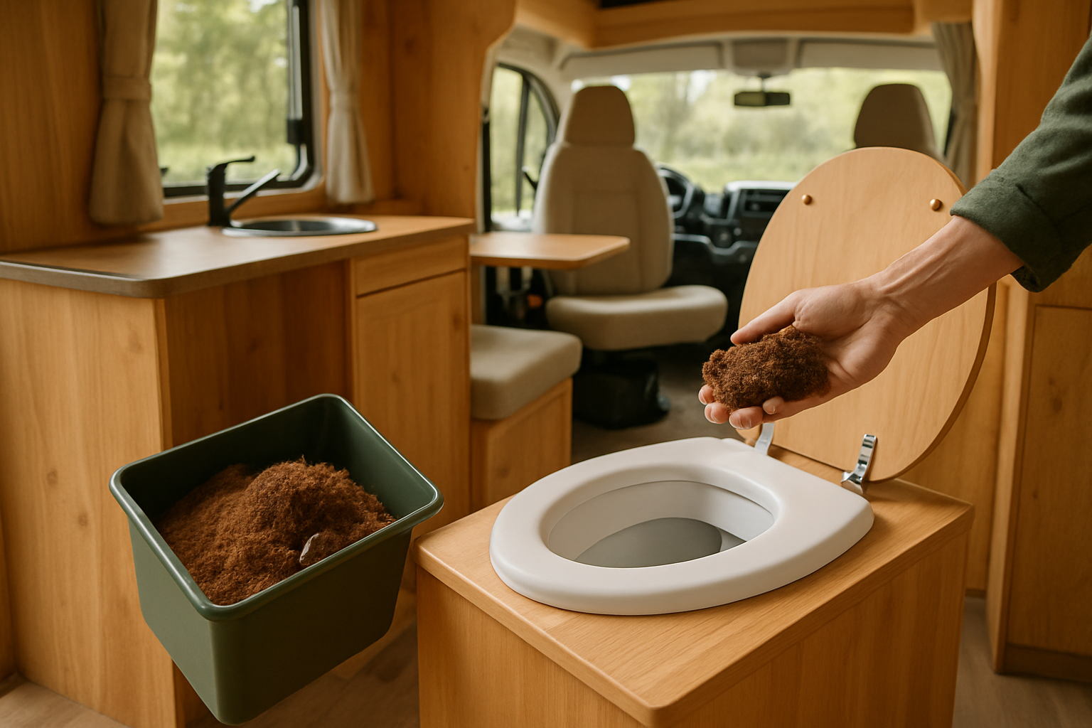 Person hält sich die Nase zu vor einer Trenntoilette - Symbolbild für Geruchsprobleme