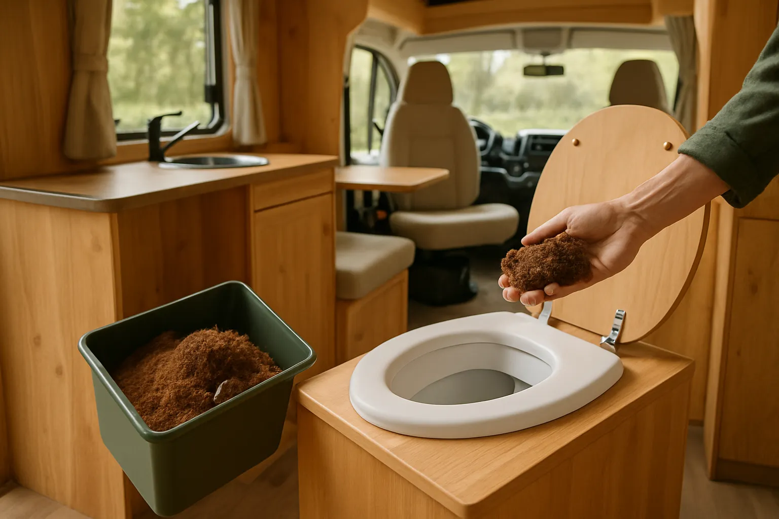 Person hält sich die Nase zu vor einer Trenntoilette - Symbolbild für Geruchsprobleme